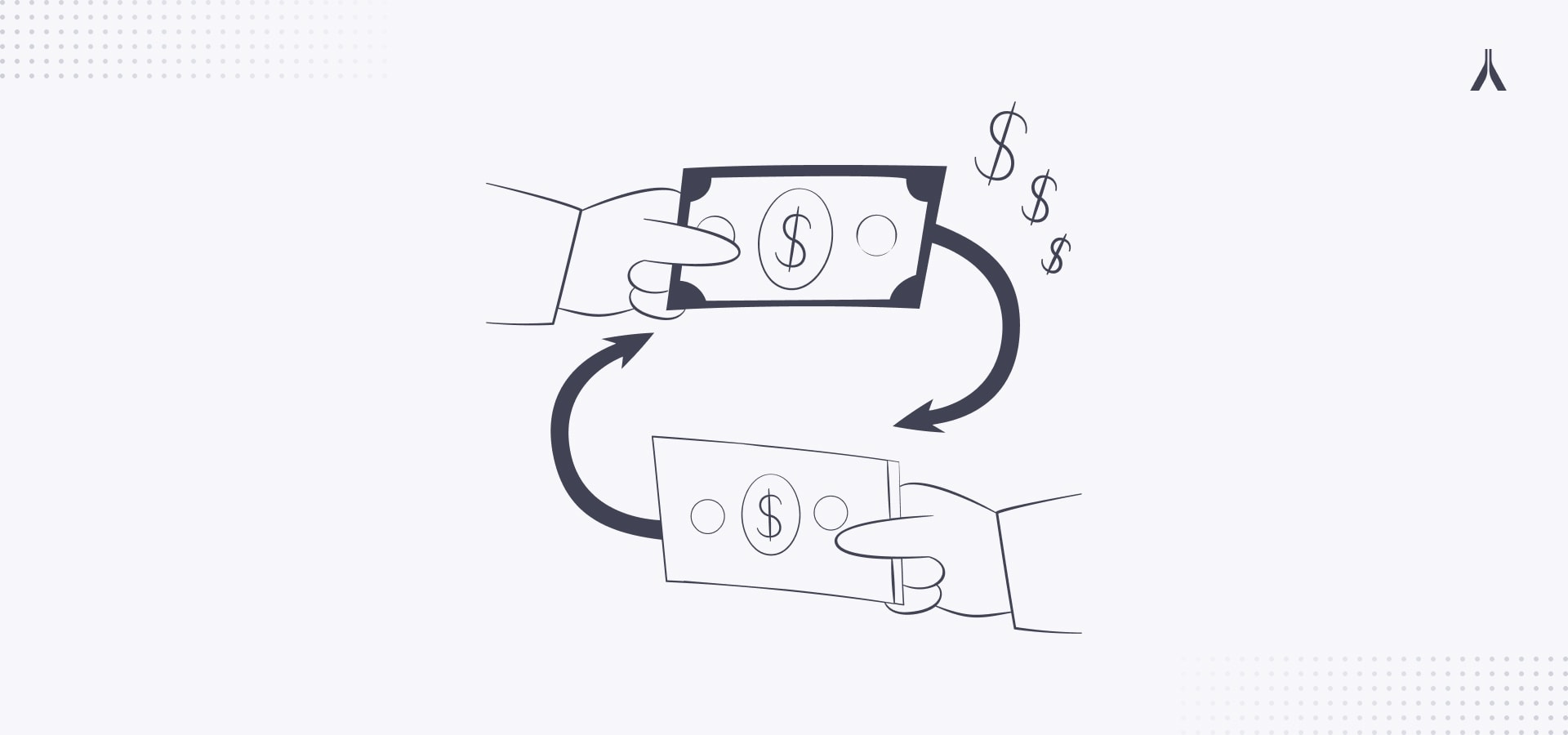 An illustration depicting money changing hands
