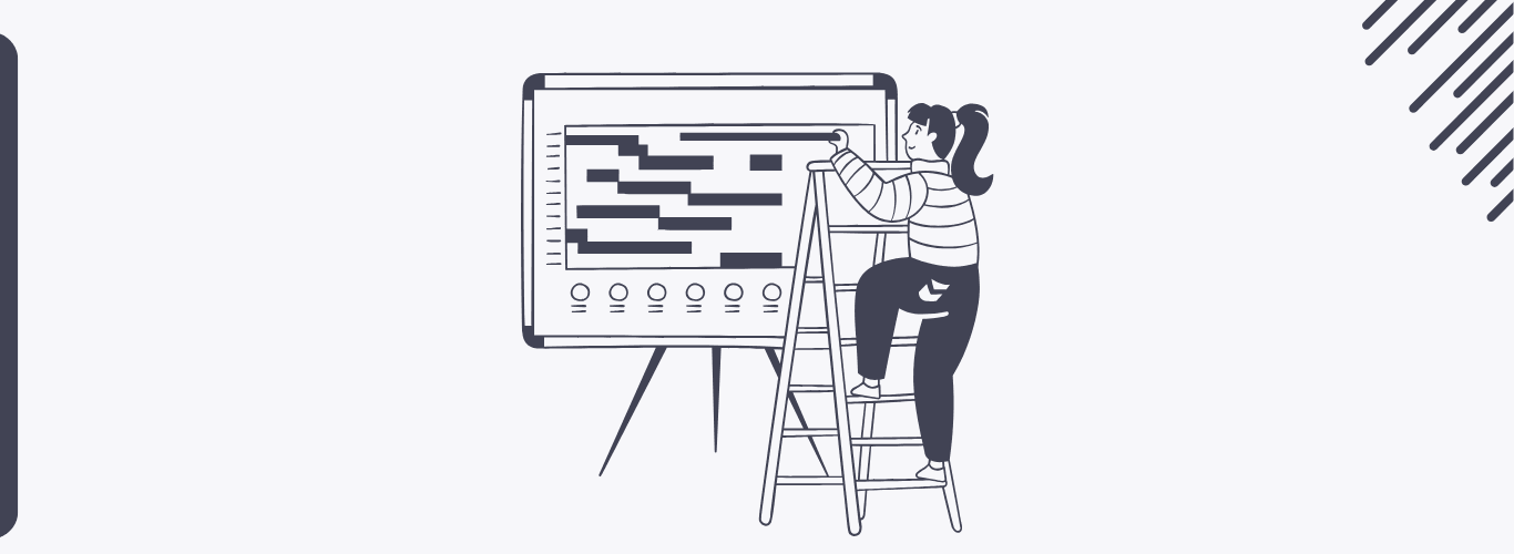 A woman adjusting a project timeline, meant to be depicted as CAC planning