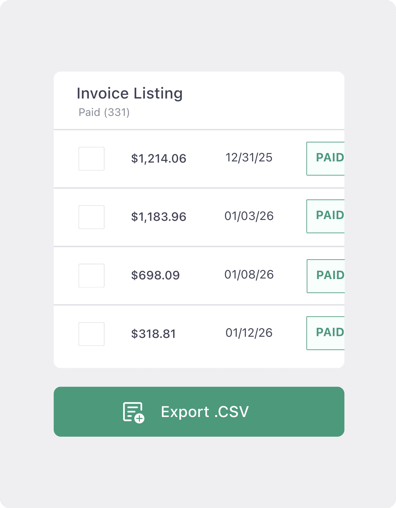 Invoice Listing