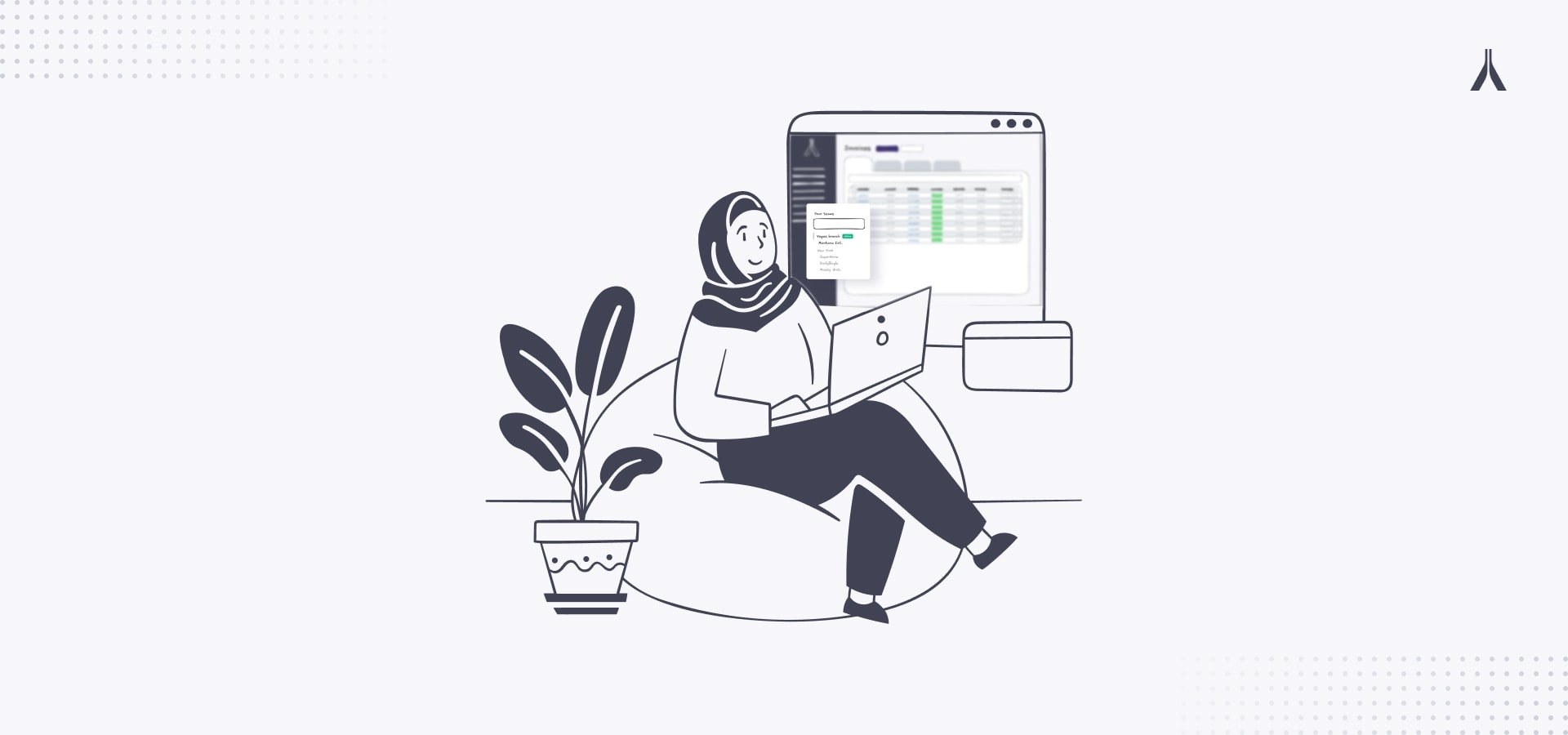 An illustration of a woman switching between multiple teams on Alternative Payments