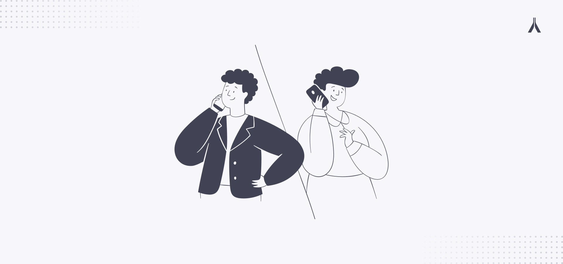 An illustration showing two people on the phone with each other